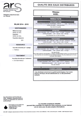 QUALITE DES EAUX DiSTRIBUEES