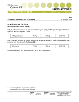 Avis de rupture de stock (M&eacute;thylprednisolone, Pd. Inj. 500 mg)
