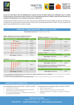 tarifs de la taxe de séjour* / tourist tax price * conditions d