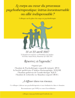 Le corps au c&oelig;ur du processus psychoth&eacute;rapeutique