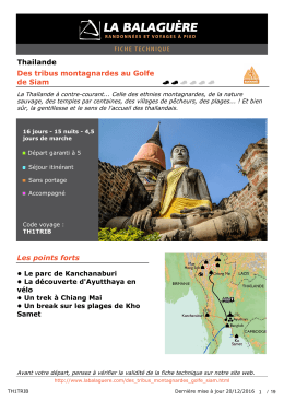 Thailande Des tribus montagnardes au Golfe de