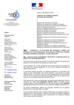 Amiens, le 22 décembre 2016 Le Recteur de l`académie d`Amiens