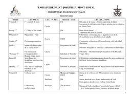 C&eacute;l&eacute;brations sp&eacute;ciales &ndash; D&Eacute;CEMBRE 2016 - Oratoire Saint