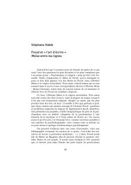 St&eacute;phane Habib Freud et &laquo; l`art d`&eacute;crire &raquo; Mo&iuml;se entre les lignes