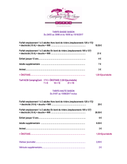 Tarifs d`Emplacement