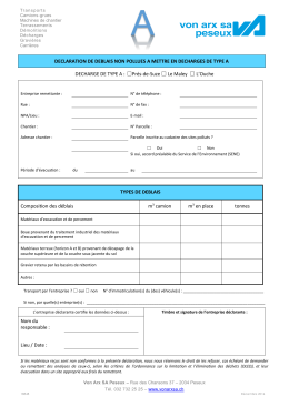 D&eacute;claration d&eacute;blais, D&eacute;charge type A