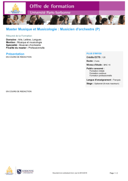 Master Musique et Musicologie : Musicien d`orchestre (P)