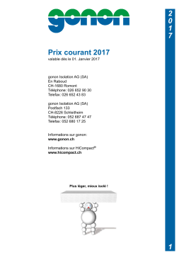 Liste de prix - Gonon Isolation AG