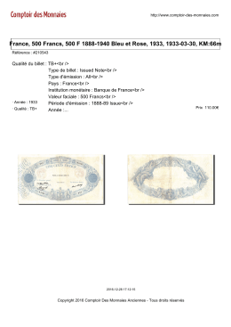 France, 500 Francs, 500 F 1888-1940 Bleu et Rose, 1933, 1933