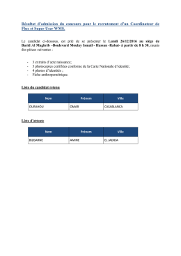 Résultat d`admission du concours pour le recrutement d`un