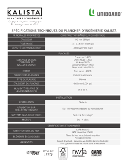 sp&eacute;cifications techniques du plancher d`ing&eacute;nierie kalista