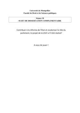 Contribuer à la réforme de l`Etat et revaloriser le rôle