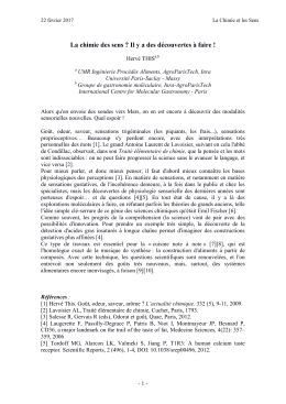 La chimie des sens ? Il y a des découvertes à faire