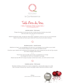 Menu Table d`hôte des Fêtes