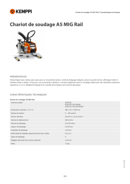 Chariot de soudage A5 MIG Rail / Caract&eacute;ristiques