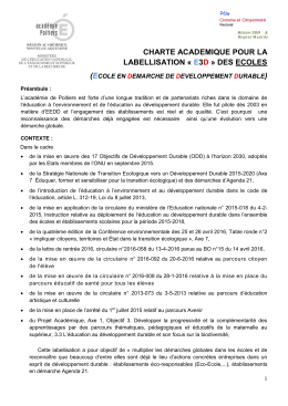 Cahier des charges pour la labellisation E3D