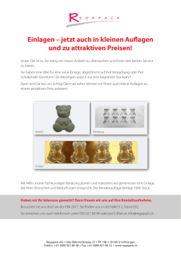 Einlagen – jetzt auch in kleinen Auflagen und zu attraktiven Preisen!
