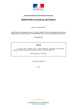 BOFIP-RHO-16-0755 du 20/12/2016 : Arr&ecirc;t&eacute; du 16 novembre 2016
