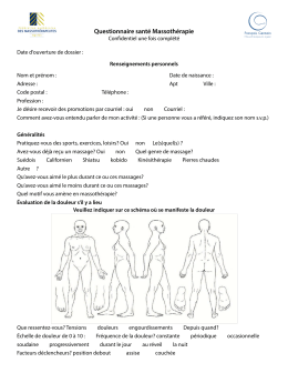 Questionnaire santé Massothérapie