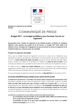 communiqué de presse - Ministère du Logement et de l`Habitat
