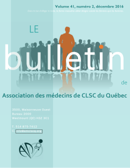 bulletin vol. 41, no 2 - Association des médecins de CLSC du Québec