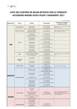 Liste des Centres de Bilan - Fongecif Rhône