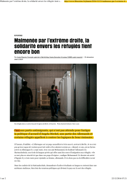 Malmenée par l`extrême droite, la solidarité envers les réfugiés tient