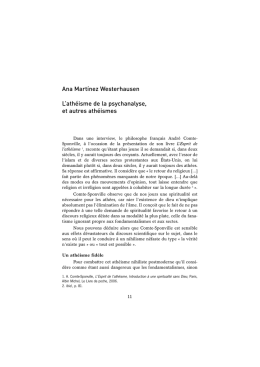 Ana Martínez Westerhausen L`athéisme de la psychanalyse, et
