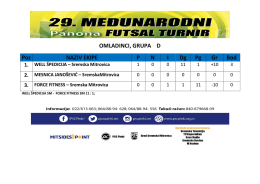OMLADINCI, GRUPA D Poz NAZIV EKIPE P N I Dg Pg Gr Bod