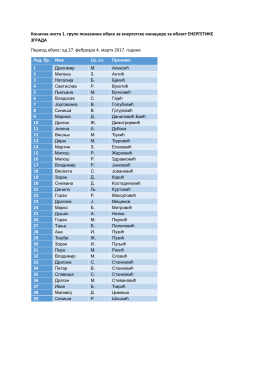 Коначна листа 1. групе полазника обуке за енергетске менаџере
