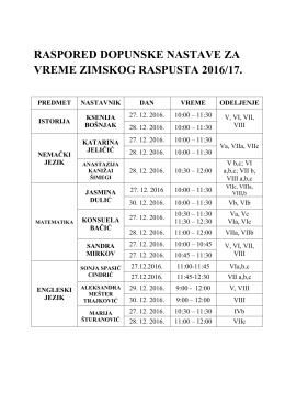 Dopunska nastava za učenike vi&scaron;ih razreda