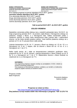 Prvo izdanje prognoze za decembar objavljeno 01.12.2016. godine