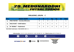 OMLADINCI, GRUPA C Poz NAZIV EKIPE P N I Dg Pg Gr Bod