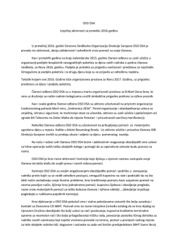 OSO DSA Izvje&scaron;taj aktivnosti za proteklu 2016 godinu U protekloj