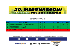 SENIORI, GRUPA D Poz NAZIV EKIPE P N I Dg Pg Gr Bod