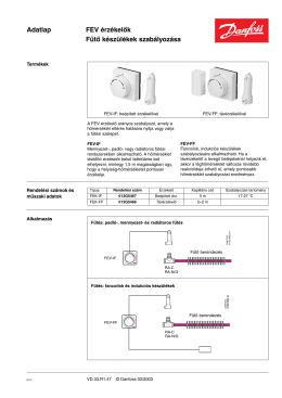 Adatlap FEV érzékelők Fűtő készülékek szabályozása