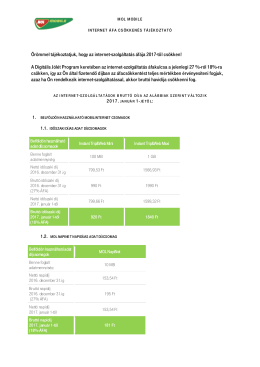 Örömmel tájékoztatjuk, hogy az internet-szolgáltatás áfája 2017
