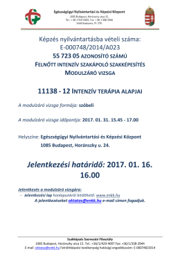 Felnőtt intenzív szakápoló szakképesítés