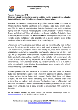 Trenčiansky samosprávny kraj Tlačová správa Trenčín, 27