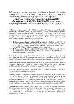 Informácia o novele opatrenia Ministerstva financií Slovenskej
