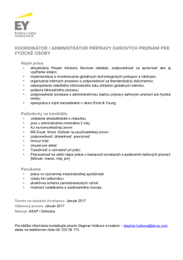 koordinátor / administrátor prípravy daňových priznaní pre