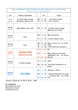 PROGRAM BOHOSLUŽIEB, farnosť Nanebovzati