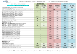 Cenník Cenník skipassov 2016/2017 sezóna 2016/2017