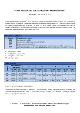 cenník regulovanej dodávky elektriny pre malé podniky