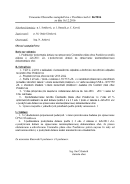 Uznesenie Obecn&eacute;ho zastupiteľstva v Pozdi&scaron;ovciach č