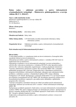 Výberové konanie na funkciu: Štátny radca – Oddelenie prevádzky a