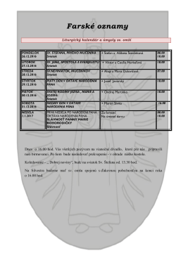 Farsk&eacute; oznamy t&yacute;ždeň 52/2016