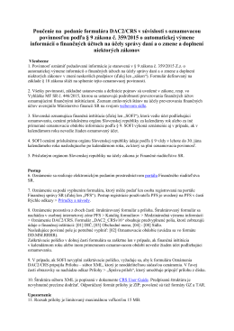 Poučenie na podanie formul&aacute;ra DAC2/CRS v