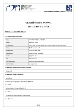 obavje&scaron;tenje o nabavci 238-7-1-804-3-175/16