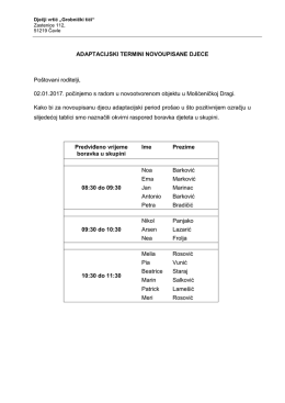 Tablica adaptacijskih termina novoupisane djece.